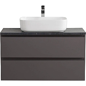 Тумба с раковиной и столещницей BelBagno 80 KRAFT-800-2C-SO-GSO+KEP-80-MNO темно-серая матовая для ванной в интернет-магазине Sanbest