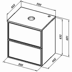 Тумба с раковиной и столешницей Aquanet Арт 60 329063 ясень графит для ванной в интернет-магазине Sanbest