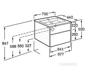 Тумба с раковиной Roca Ronda ZRU9302964 70 белый глянец/антрацит для ванной в интернет-магазине Sanbest