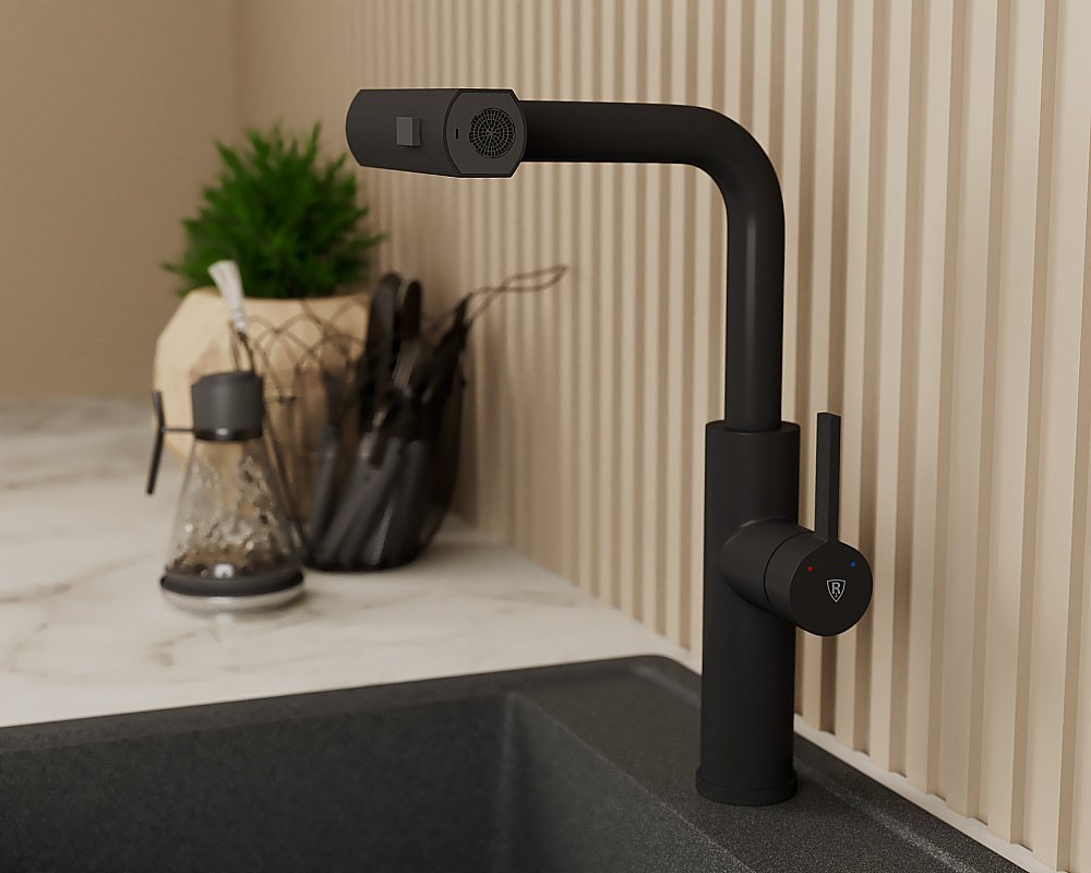 Смеситель для кухни Rush Tinos TI3732-18Black черный матовый купить в интернет-магазине сантехники Sanbest