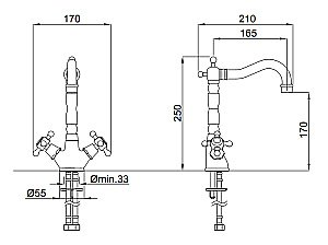 Смеситель для раковины Migliore Revival ML.REV-434 бронза купить в интернет-магазине сантехники Sanbest