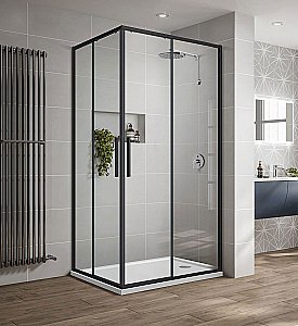 Душевой уголок Vincea Slim-U VSS-2SU8010CLB 80x100 стекло прозрачное/профиль черный купить в интернет-магазине Sanbest