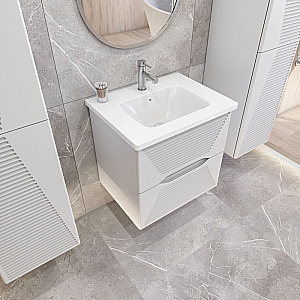 Тумба с раковиной Caprigo Modo-Terza 60 с интегрированной ручкой, бланж для ванной в интернет-магазине Sanbest