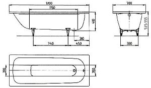 Стальная ванна Kaldewei Saniform Plus 363-1 170х70 купить в интернет-магазине Sanbest