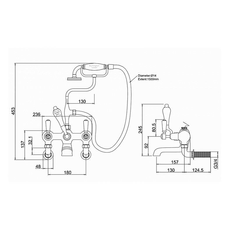 Смеситель для ванны Burlington KE17-QT BLA купить в интернет-магазине сантехники Sanbest