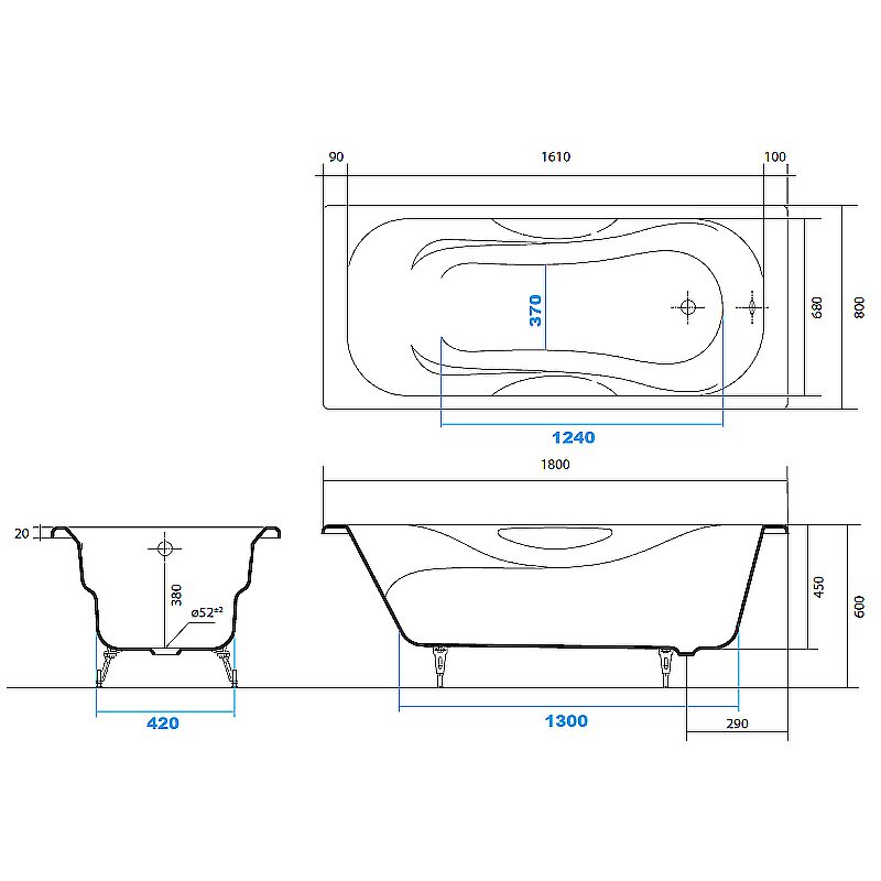 Ванна Aquatek Гамма 180x80 AQ8080F-00 белая купить в интернет-магазине Sanbest
