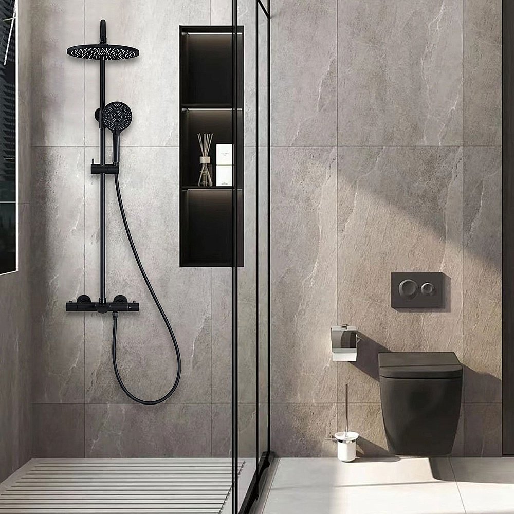 Душевая система Vincea Esse VSFS-1E1TMB черная матовая купить в интернет-магазине сантехники Sanbest