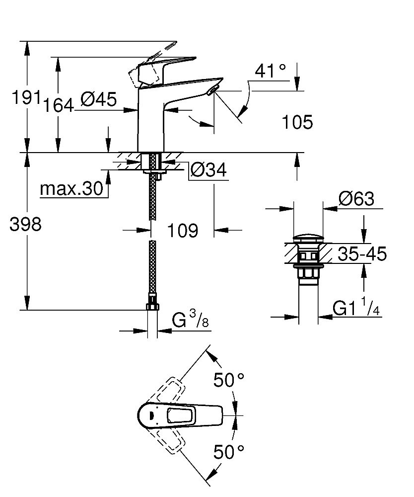 Смеситель для раковины GROHE BauLoop 23886001 хром купить в интернет-магазине сантехники Sanbest