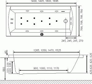 Ванна акриловая Excellent Aquaria 170x75 купить в интернет-магазине Sanbest