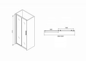 Душевая дверь ABBER Schwarzer Diamant 100 AG30100BH купить в интернет-магазине Sanbest