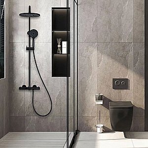 Душевая система Vincea Esse VSFS-1E1TMB черная матовая купить в интернет-магазине сантехники Sanbest