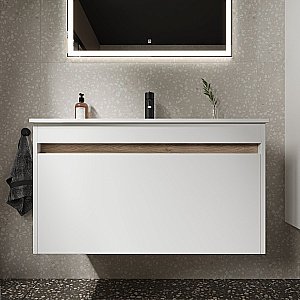 Тумба с раковиной Sancos Smart SM90W белый глянец для ванной в интернет-магазине Sanbest