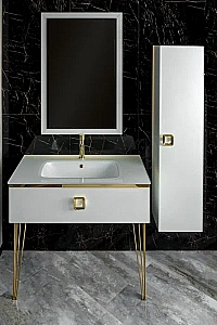 Консоль с раковиной Armadi Art LUCIDO WHITE 100 жемчужный белый для ванной в интернет-магазине сантехники Sanbest