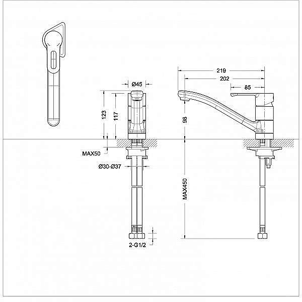 Смеситель для кухни Bravat Stream-D F737163BM-1 купить в интернет-магазине сантехники Sanbest