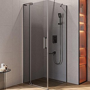 Душевой уголок Cezares Slider 90x90 AH-1-90-80/90-GRIGIO-GM стекло серое/профиль матовая оружейная сталь купить в интернет-магазине Sanbest