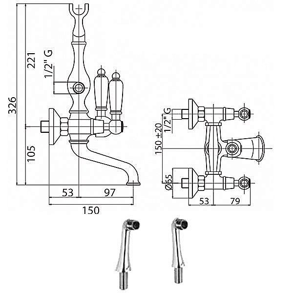 Смеситель для ванны Cezares FIRST-PBV-01-Bi хром купить в интернет-магазине сантехники Sanbest