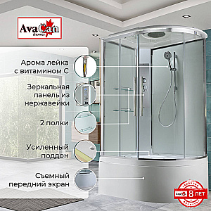 Душевая кабина EM5811LT стандартная, арома-лейка, прозрачная/профиль хром, левосторонняя купить в интернет-магазине Sanbest