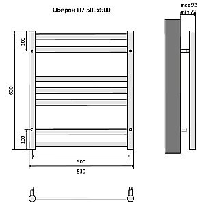 Полотенцесушитель Aquatek Оберон П7 50х60 AQ RO0760CH хром купить в интернет-магазине сантехники Sanbest