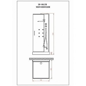 Душевая кабина Orans Basic + SR-86120 90х100 купить в интернет-магазине Sanbest