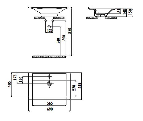 Раковина Creavit Minimal 69 MN070-0000 белая купить в интернет-магазине Sanbest