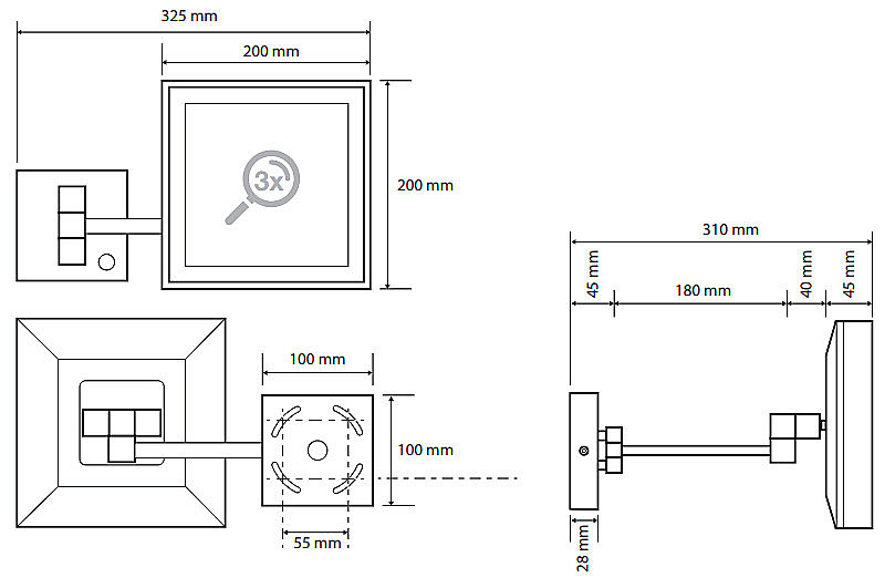 Зеркало косметическое Bemeta 116201202 хром купить в интернет-магазине сантехники Sanbest