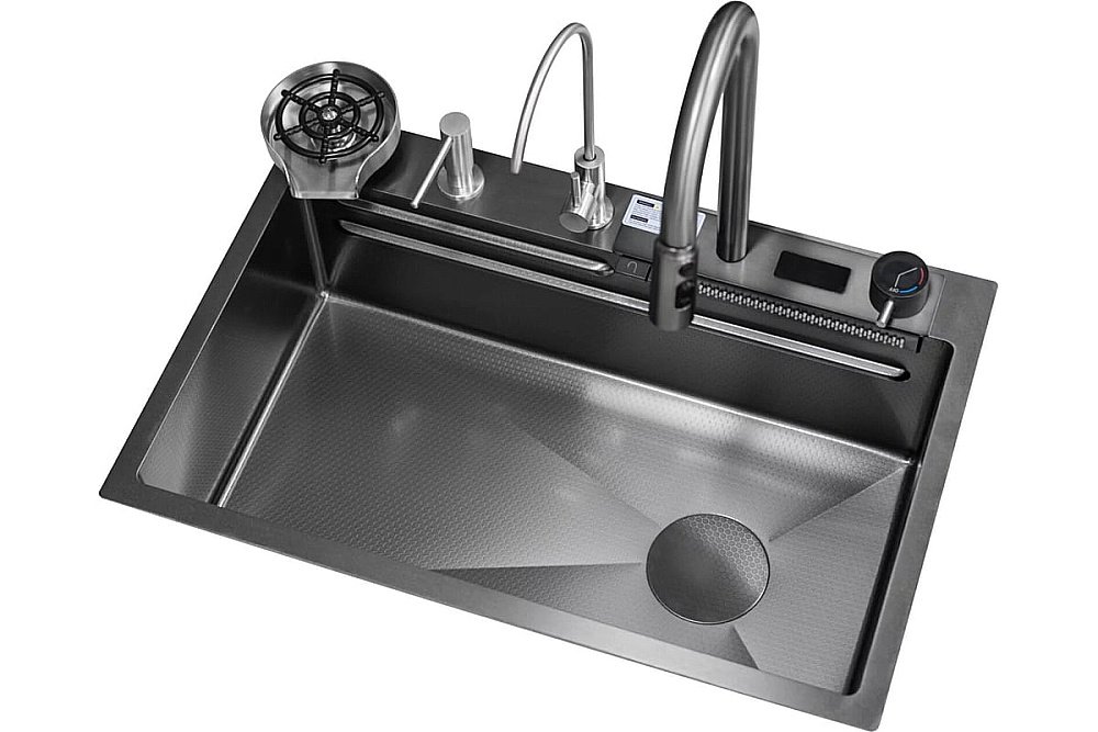 Мойка кухонная Esbano Geyserus-2 ESMKGEYS2 оружейная сталь купить в интернет-магазине сантехники Sanbest