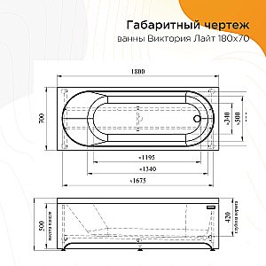 Ванна акриловая Vannesa Виктория Лайт 2-78-0-0-1-261Р 180х70 купить в интернет-магазине Sanbest
