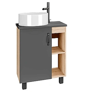 Тумба с раковиной столешницей Grossman Флай 60 серая/дуб сонома для ванной в интернет-магазине Sanbest