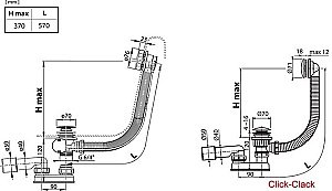 Слив-перелив для ванны Ravak X01746 Click-Clack черный купить в интернет-магазине сантехники Sanbest