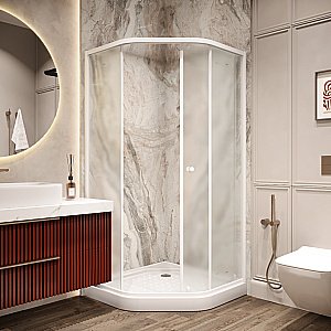Душевой уголок Parly ZEP91FR 90х90 стекло матовое/профиль белый купить в интернет-магазине Sanbest