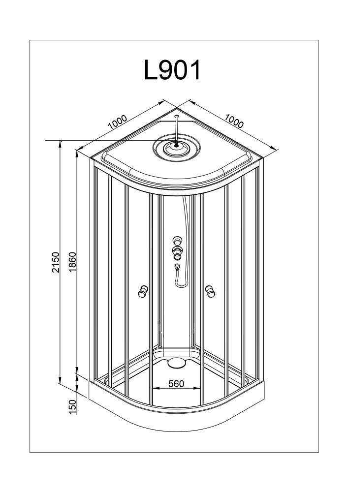 Душевая кабина Deto L 901  100х100 купить в интернет-магазине Sanbest