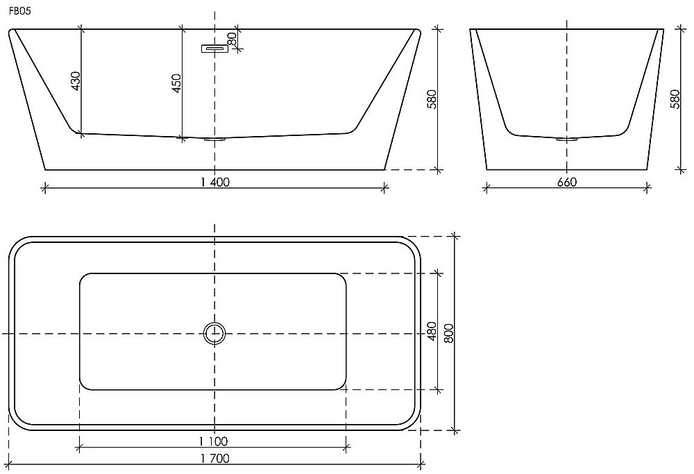 Акриловая ванна Sancos Dama 170х80 FB05 белая купить в интернет-магазине Sanbest