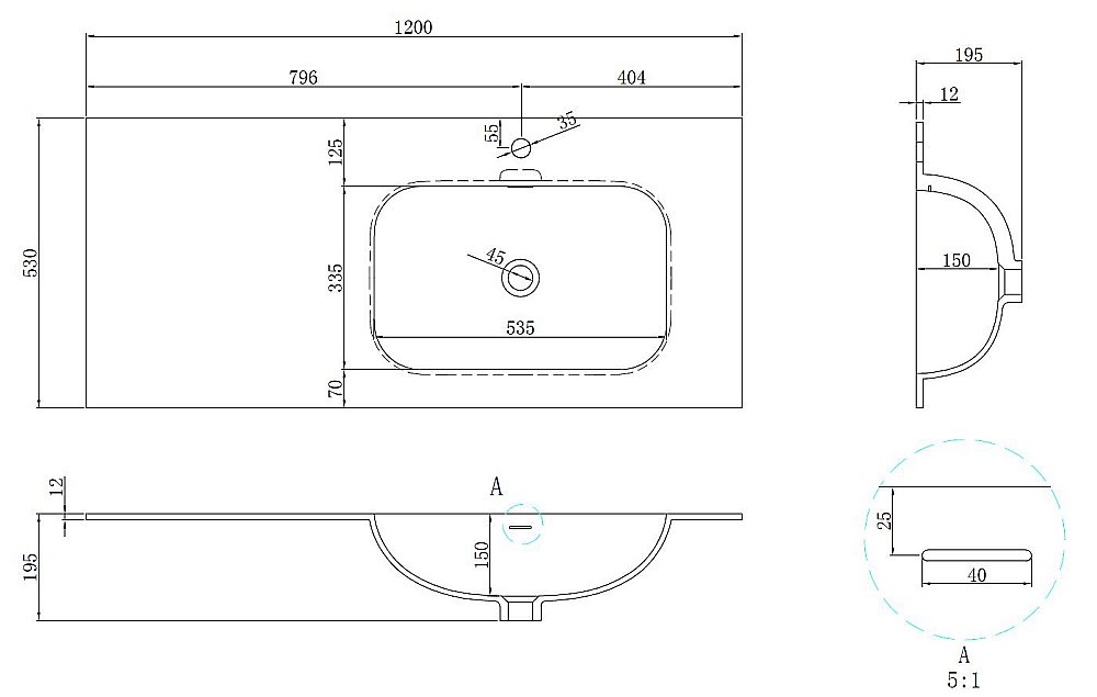 Раковина Vincea Elise VCB-4EL120MW белый матовый купить в интернет-магазине Sanbest