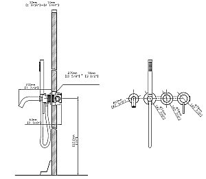 Смеситель для ванны Vincea Groove VBTW-4G1GM вороненая сталь купить в интернет-магазине сантехники Sanbest