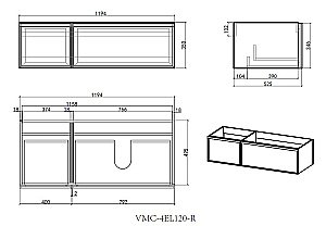 Тумба с раковиной Vincea Elise 120 VMC-4EL120MG/VCB-4EL120MW серый матовый для ванной в интернет-магазине Sanbest