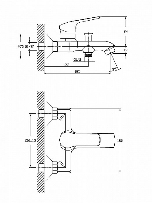 Смеситель для ванны Agger Merry A1310000 купить в интернет-магазине сантехники Sanbest