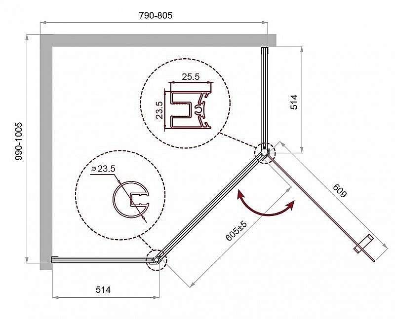 Душевой уголок BelBagno UNO 195-PH-1 100x80 прозрачный/хром купить в интернет-магазине Sanbest