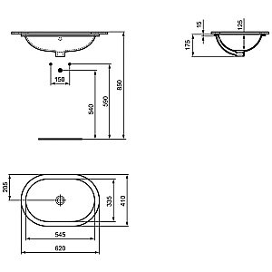 Раковина врезная снизу столешницы Ideal Standard Connect 62 E505001 белая купить в интернет-магазине Sanbest
