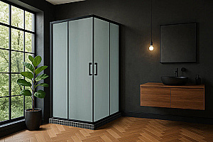 Душевой уголок Royal Bath RB HPD-C-BL 85х85 стекло матовое/профиль черный купить в интернет-магазине Sanbest