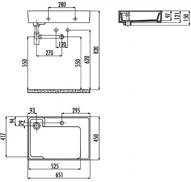 Раковина Creavit Arya 65,1 AR065-0000 белая купить в интернет-магазине Sanbest