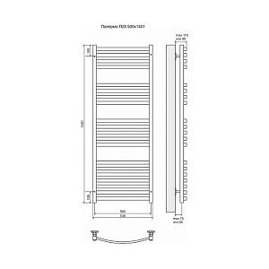Полотенцесушитель электрический Terminus Палермо П20 500x1401 левый/правый купить в интернет-магазине сантехники Sanbest