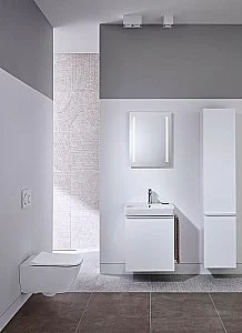 Унитаз подвесной Geberit Smyle Square 500.683.00.2 белый глянцевый, безободковый, с сиденьем микролифт купить в интернет-магазине Sanbest