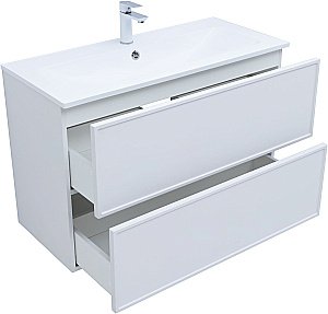 Тумба с раковиной Aquanet Арт 313257 100 белый матовый для ванной в интернет-магазине Sanbest