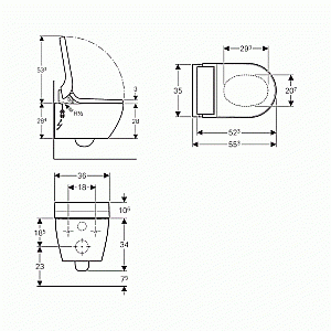 Унитаз-биде подвесной Geberit AquaClean 146.094.11.1 белый, с крышкой микролифт, безободковый купить в интернет-магазине Sanbest