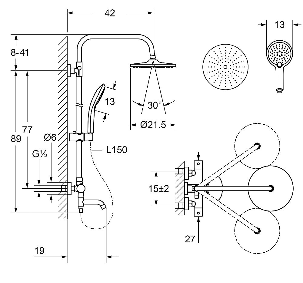 Душевая система Laguraty Thermostat 17050 купить в интернет-магазине сантехники Sanbest