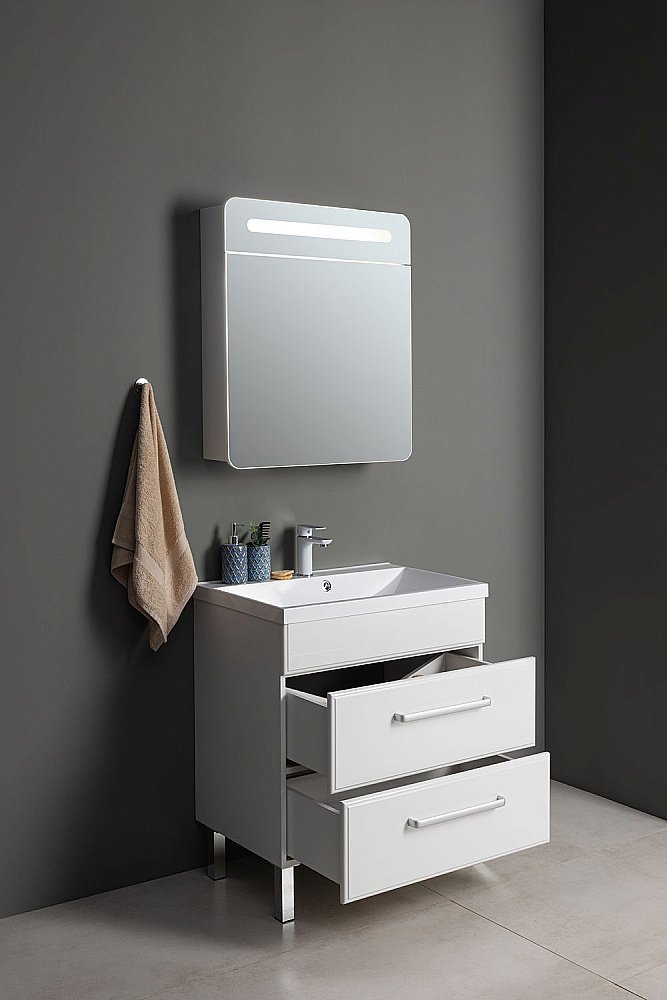 Тумба с раковиной Aquanet Лукка 302396 60 белый для ванной в интернет-магазине Sanbest
