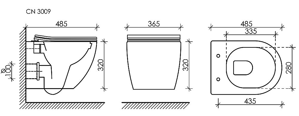 Унитаз подвесной Ceramica Nova Forma CN3009_1001M_1000 безободковый, с крышкой микролифт, с инсталляцией и кнопкой матовый хром купить в интернет-магазине Sanbest