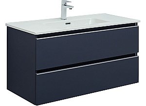 Тумба с раковиной Aquanet Вега 90 черная матовая для ванной в интернет-магазине Sanbest