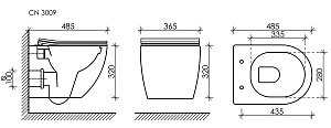 Унитаз подвесной Ceramica Nova Forma CN3009_1001M_1000 безободковый, с крышкой микролифт, с инсталляцией и кнопкой матовый хром купить в интернет-магазине Sanbest