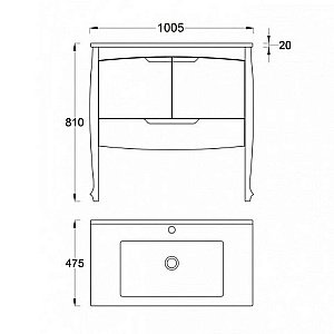 Тумба с раковиной Pestan Lord 100 LRD1000T-DR белая для ванной в интернет-магазине Sanbest